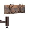 Wood and Metal Frame Hall Tree with 5 Dual Hooks, Rustic Brown and Black