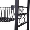 DunaWest Wood and Metal Bakers Rack with 4 Shelves and Wire Basket, Brown and Black