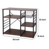 DunaWest Wood and Metal Bakers Rack with 4 Shelves and Wire Basket, Brown and Black