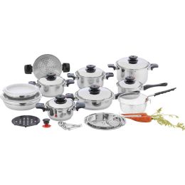 Chef&apos;s Secret&reg; 28pc 12-Element T304 Stainless Steel &quot;Waterless&quot; Cookware