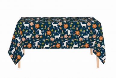 Linen Tablecloth Washable Tablecloth Table Cover Dinner Tablecloth Blue Deer