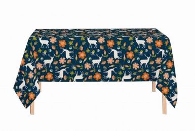 Linen Tablecloth Washable Tablecloth Table Cover Dinner Tablecloth Blue Deer