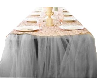 TUTU Tableware Tulle Table Skirt Tulle Table Cover for Party [Gray]