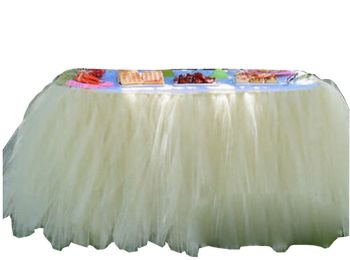 TUTU Tableware Tulle Table Skirt Tulle Table Cover for Party [Beige]