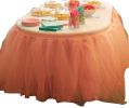 TUTU Tableware Tulle Table Skirt Tulle Table Cover for Party [Deep Pink]