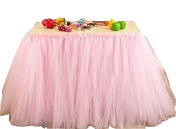 TUTU Tableware Tulle Table Skirt Tulle Table Cover for Party [Light Pink]