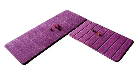 [Purple-2] 2 Pcs Absorbent Non-Slip Kitchen Rugs Kitchen Floor Mats