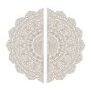 DunaWest 48 inch Half Moon Hand Carved Floral Mango Wood Wall Panel Decor, Antique White