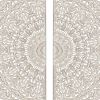 DunaWest 48 inch Half Moon Hand Carved Floral Mango Wood Wall Panel Decor, Antique White