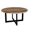 DunaWest 59" Round Mango Wood Top Dining Table with Metal Legs