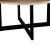 DunaWest 59" Round Mango Wood Top Dining Table with Metal Legs