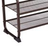 DunaWest Industrial 3 Tier Wood Top Shoe Rack with Metal Base, Black and Brown