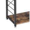 DunaWest Wood and Metal Bakers Rack with 4 Shelves and Wire Basket, Brown and Black