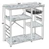 DunaWest Wood and Metal Bakers Rack with 4 Shelves and Wire Basket, Brown and Black