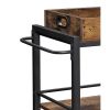 DunaWest Tray Top Wooden Kitchen Cart with 2 Shelves and Casters, Brown and Black