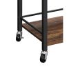 DunaWest Tray Top Wooden Kitchen Cart with 2 Shelves and Casters, Brown and Black