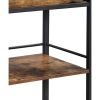 DunaWest Tray Top Wooden Kitchen Cart with 2 Shelves and Casters, Brown and Black