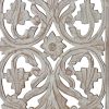 Attractive Mango Wood Wall Panel Hand Crafted With Intricate Details, White