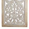 Attractive Mango Wood Wall Panel Hand Crafted With Intricate Details, White