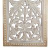 Attractive Mango Wood Wall Panel Hand Crafted With Intricate Details, White