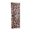 Three Piece Wooden Wall Panel Set with Traditional Scrollwork and Floral Details, Brown