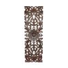 Three Piece Wooden Wall Panel Set with Traditional Scrollwork and Floral Details, Brown