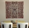 Three Piece Wooden Wall Panel Set with Traditional Scrollwork and Floral Details, Brown