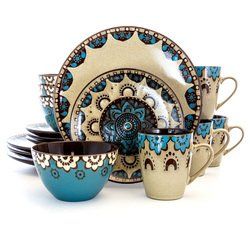 Elama Clay Heart 16 Piece Luxurious Stoneware Dinnerware with Complete Setting for 4