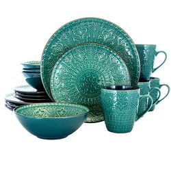Elama Sea Foam Mozaic 16 Piece Luxurious Stoneware Dinnerware with Complete Setting for 4